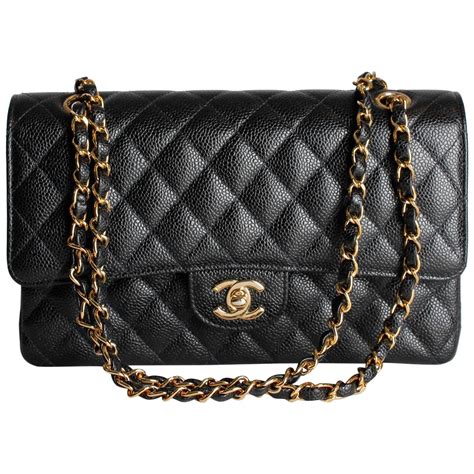 chanel classic medium flap bag in black with gold hardware|Chanel medium classic flap price.